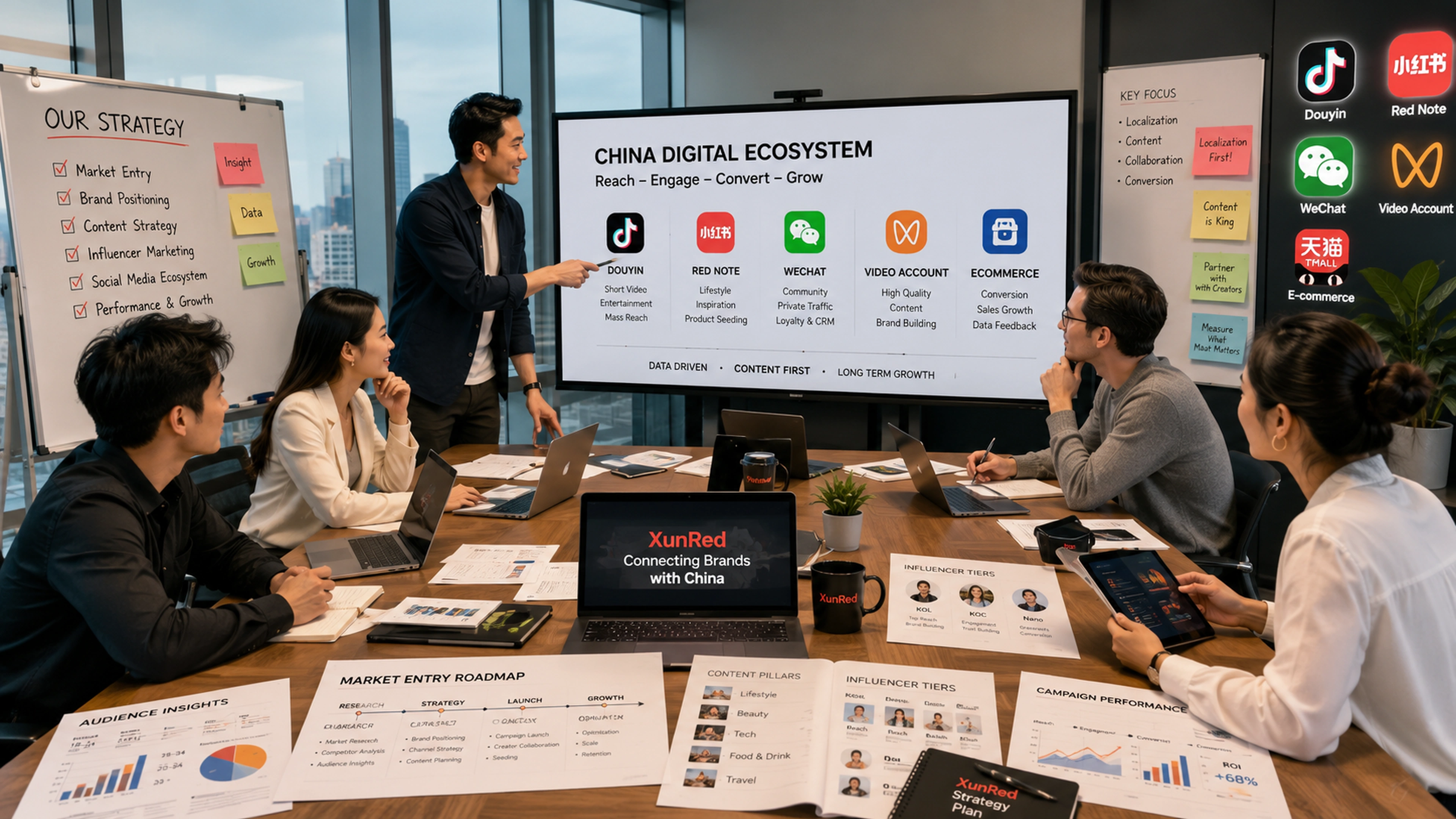 xunred strategy office scene